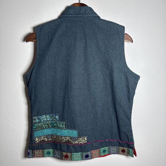 Coldwater Creek Jean Vest Patchwork Women's Size Medium Granny Cottage Prairie - Picture 6 of 14
